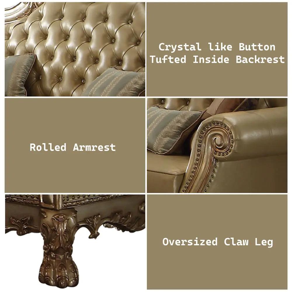 Dresden - Sofa - Bone PU & Gold Patina by Unique Piece Furniture
