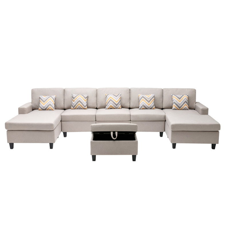 Nolan - Fabric 6 Piece Sectional Sofa With Pillows And Interchangeable Legs by HouseOfZazla