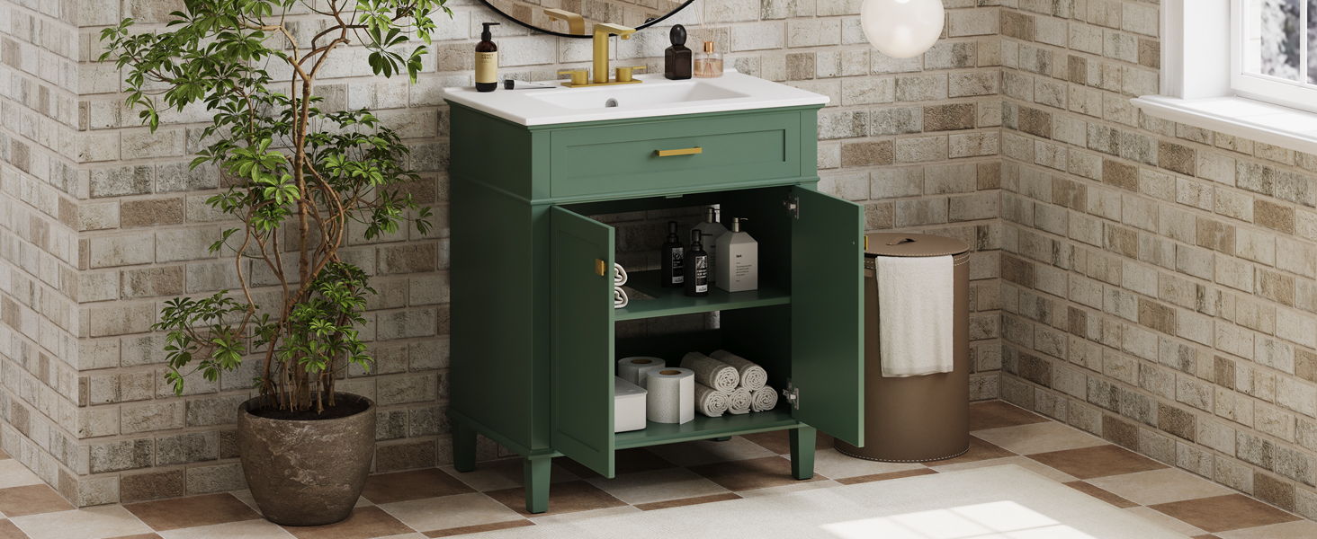 Bathroom Vanity With Ceramic Basin, Soft Close Door And Adjustable Shelves by HouseOfZazla