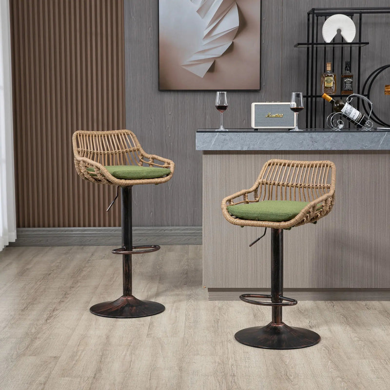 Modern Swivel Bar Stools Adjustable Counter Chairs With Footrest (Set of 2) by HouseOfZazla