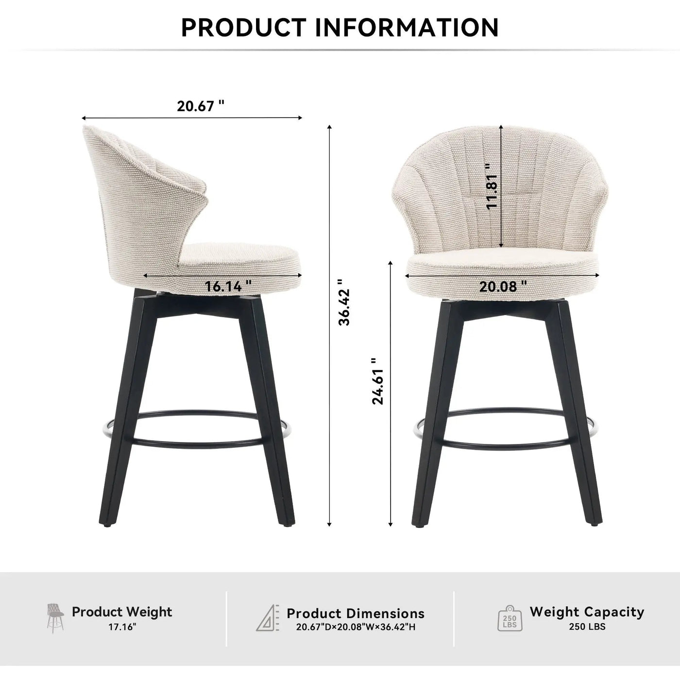 Wing Back Swivel Bar Stools (Set of 2) by HouseOfZazla