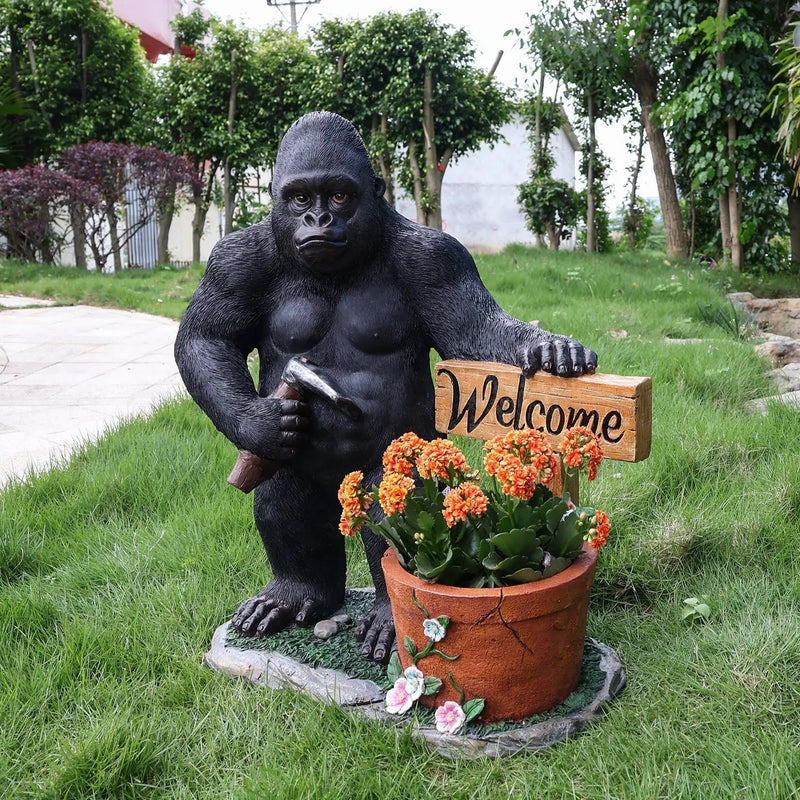 Outdoor Garden Sculpture Chimpanzee Flower Pot Planter by HouseOfZazla
