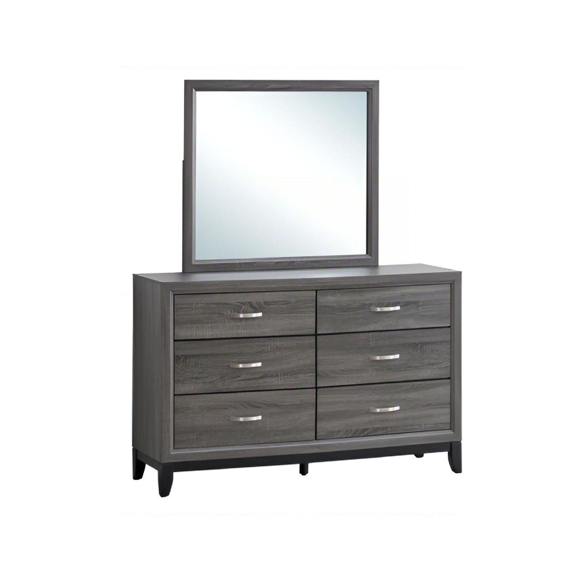 Dresser With 6 Drawers with Laminate Wood Grain Pattern - Dark Gray or White, photo 13 of 14