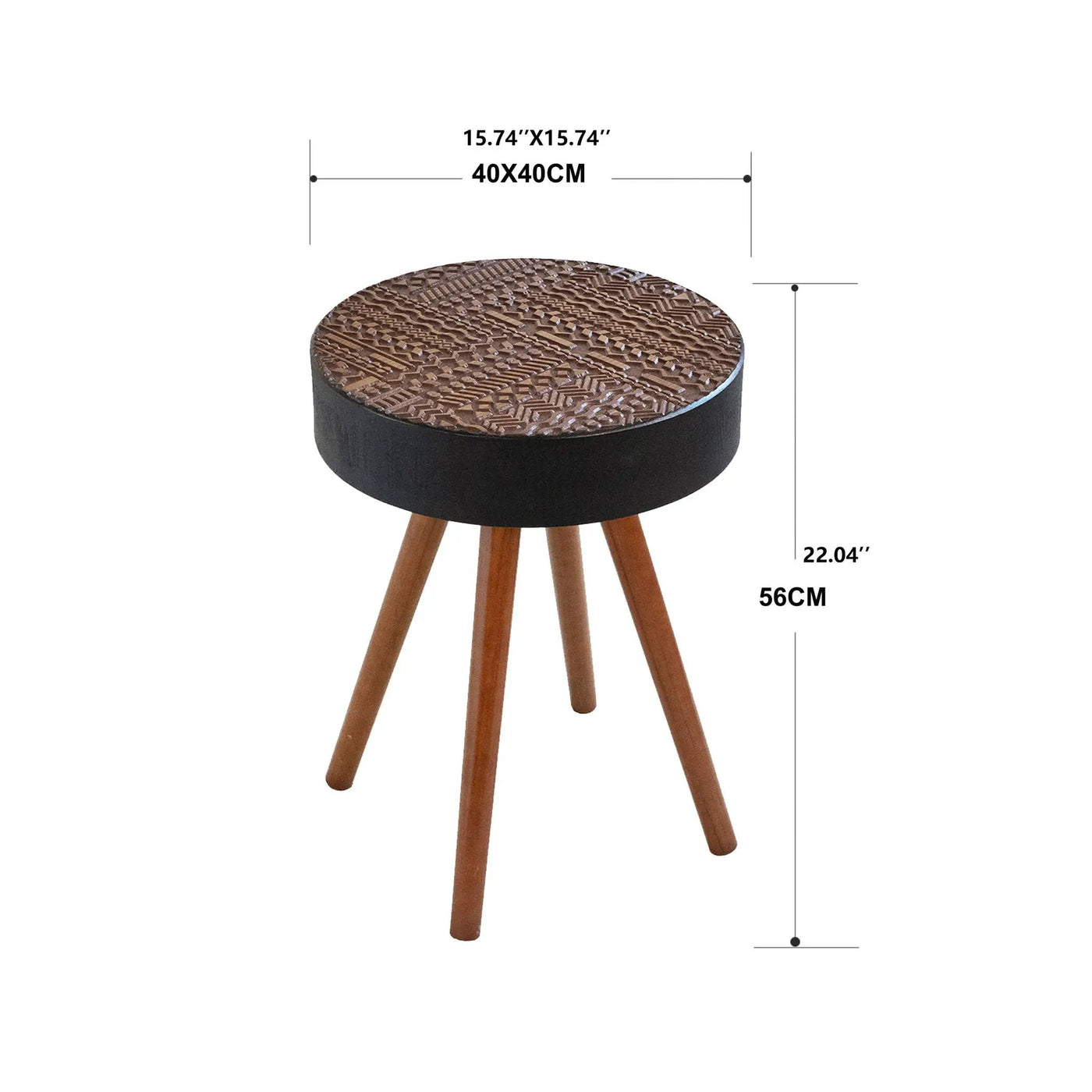 Round Coffee Table With Carved Top For Living Room by HouseOfZazla