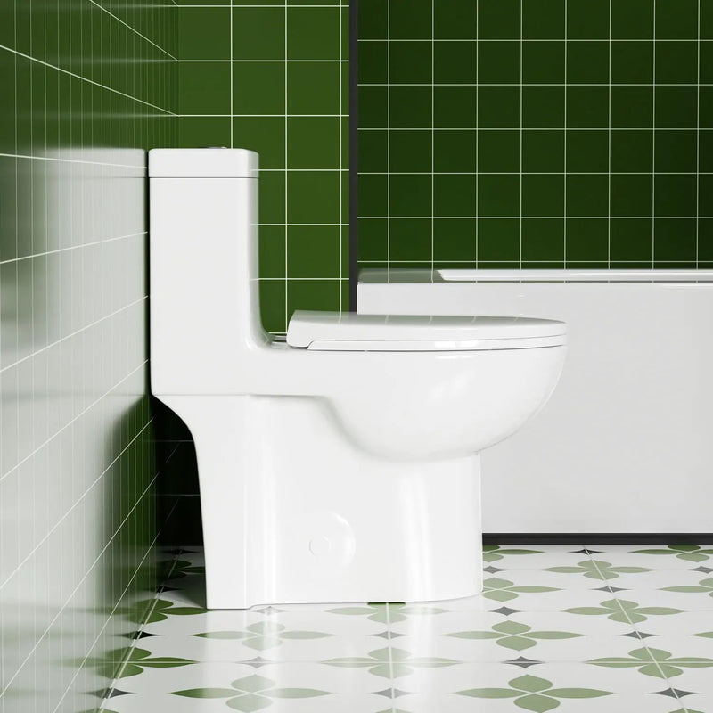 Gloss Tornado Flush 1 Piece Toilet With Soft Closing Seat, Water Saving Dual Flush - Gloss White by HouseOfZazla