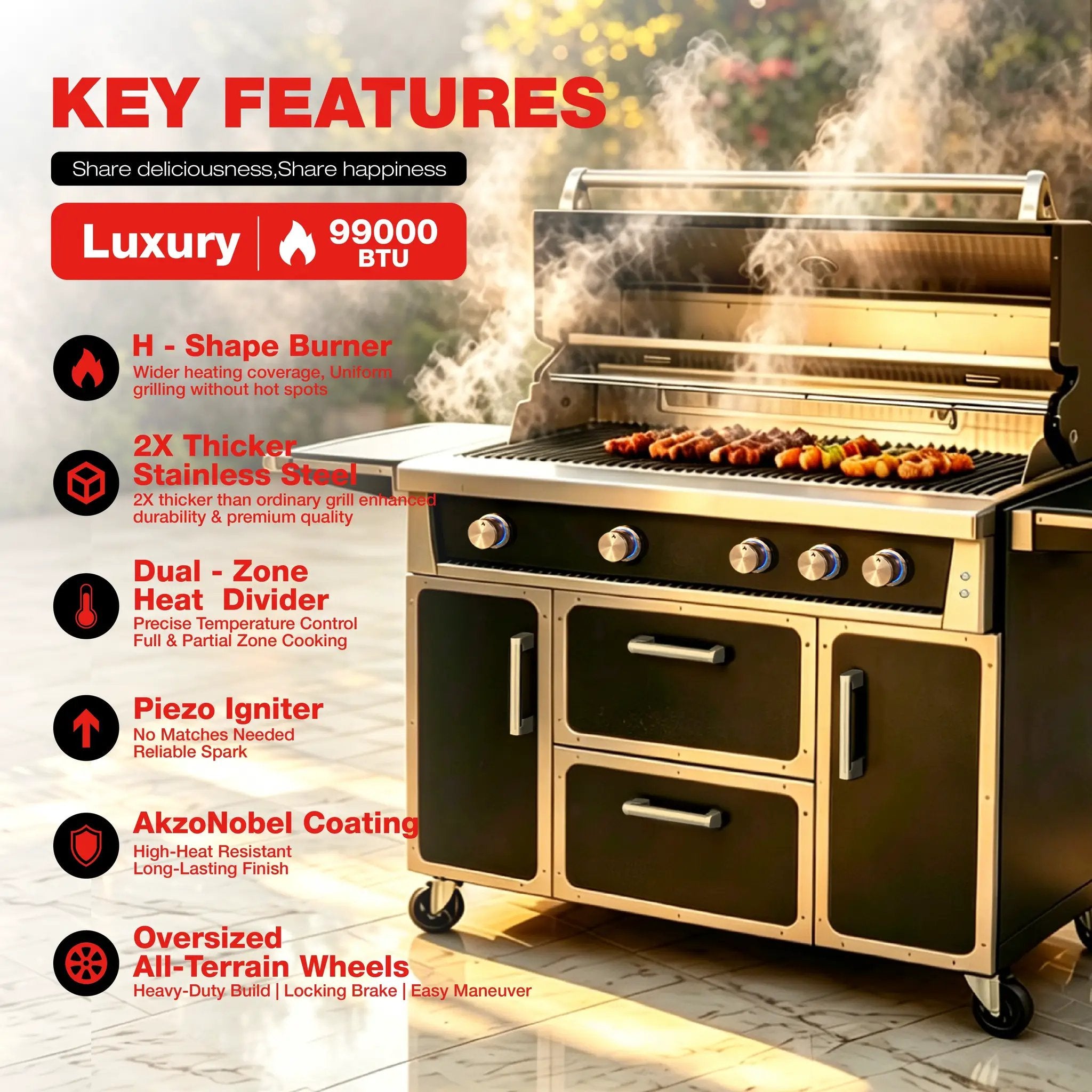 49'' Stainless Steel Standard Grill Featuring Infrared Back Burner by HouseOfZazla