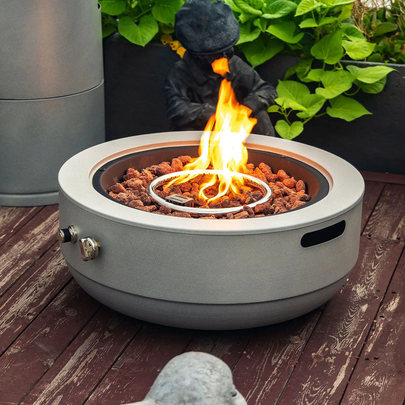 Propane Gas Fire Pit Bowl, 40000 Btu, Round For Outside - Gray by HouseOfZazla