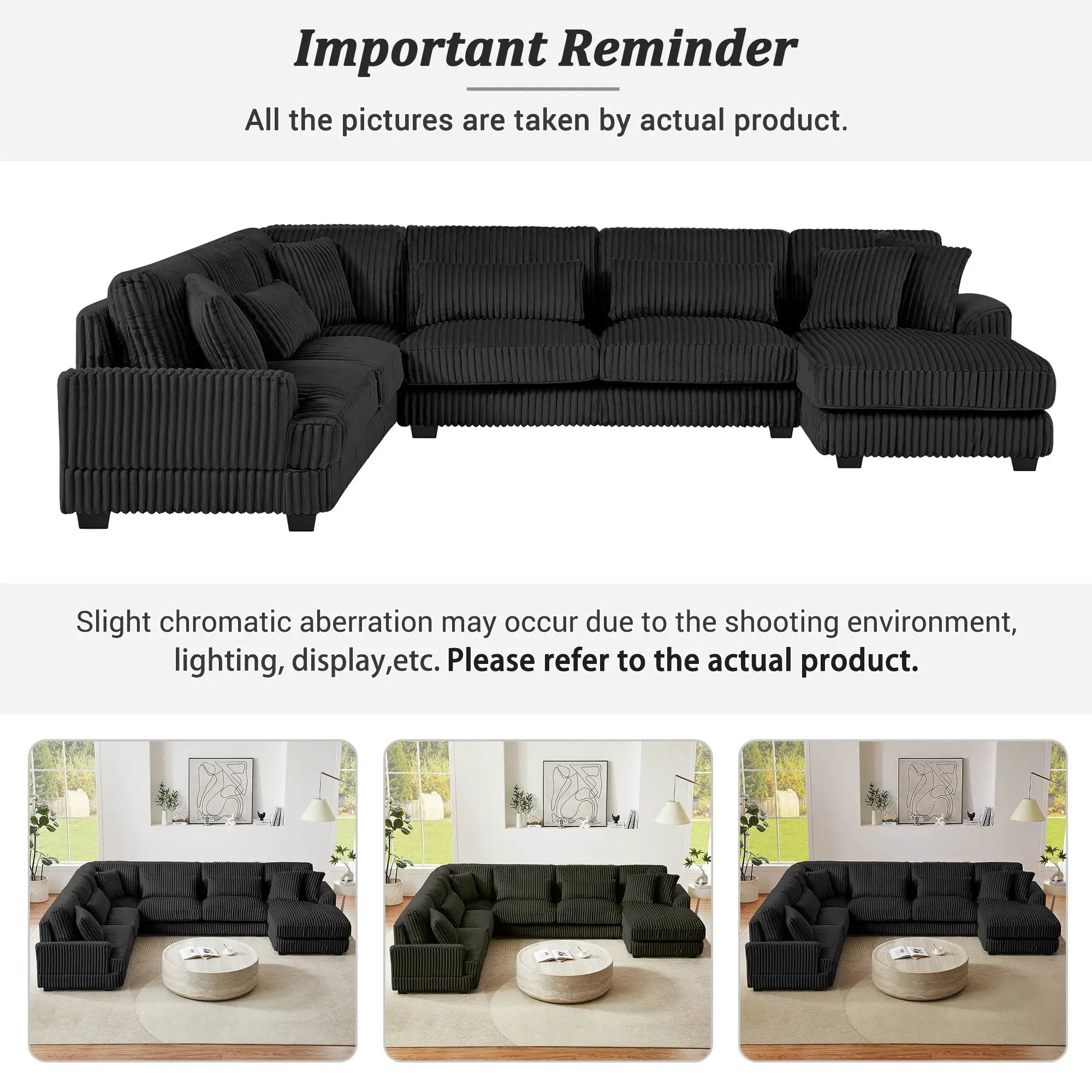 Oversized Sectional Sofa U - Shaped Sofa Couch Modern Sofa Upholstered In Soft With A Chaise Lounge For Living Room by HouseOfZazla