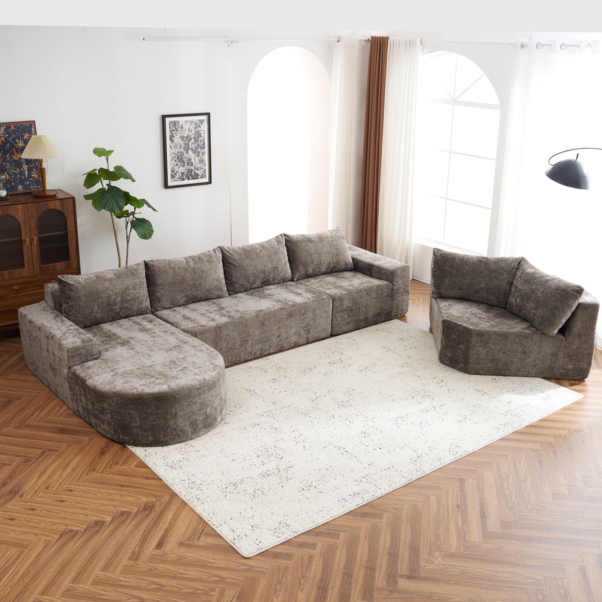 U-Shaped Oversized Modular Cloud Sectional Sofa With Deep Seat For Living Room by HouseOfZazla