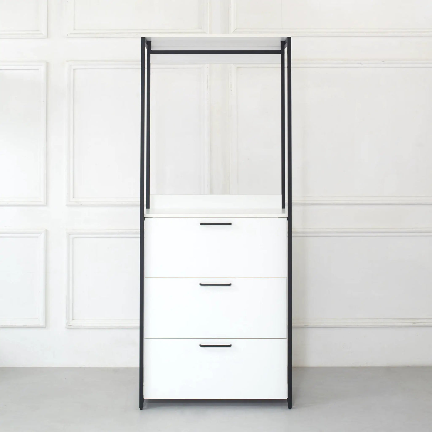 Fiona - Contemporary Wood And Metal Walk In Closet With Drawers by HouseOfZazla