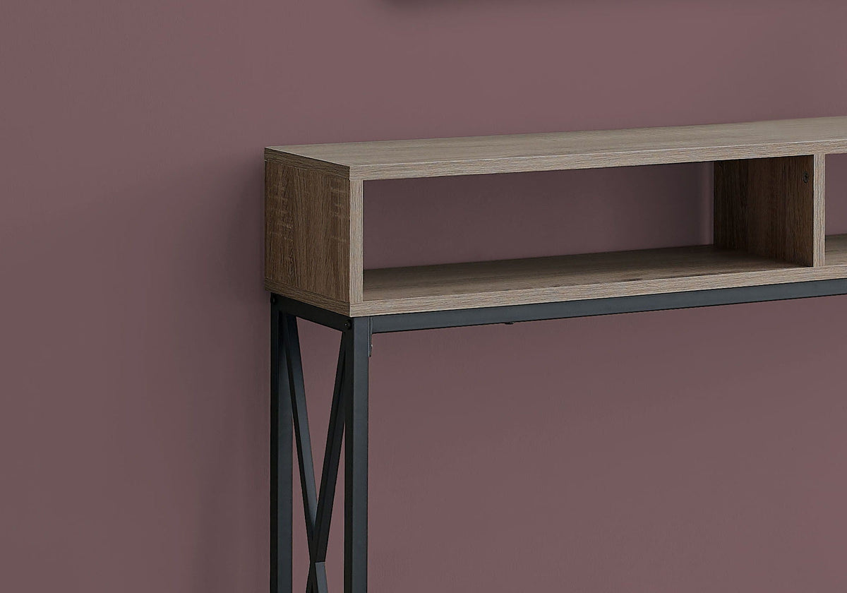 Contemporary Console Table with Metal X-Frame - Light Brown, Dark Brown, Dark Gray, photo 12 of 12