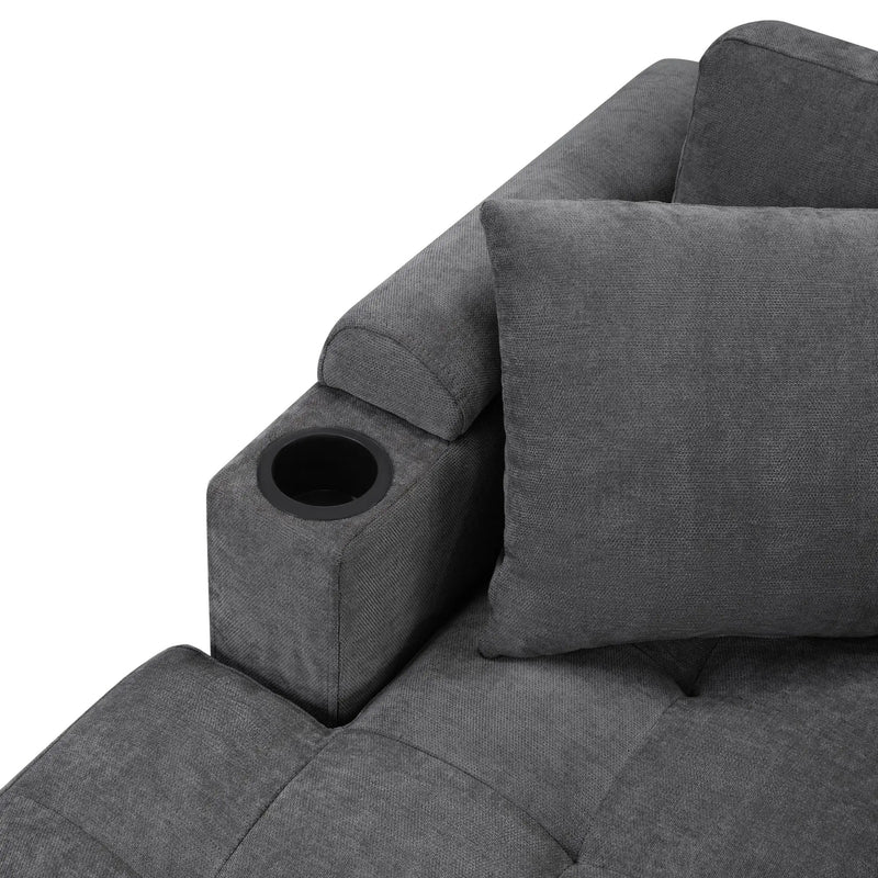 U Shaped Sectional Sofa, Corner Living Room Couch With Built In Cup Holders, Storage, USB Ports by HouseOfZazla