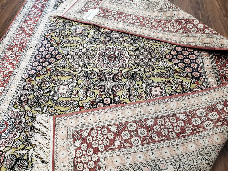 5x8 Indian Kashmiri Silk Rug with Gold Threads by Jewel Rugs