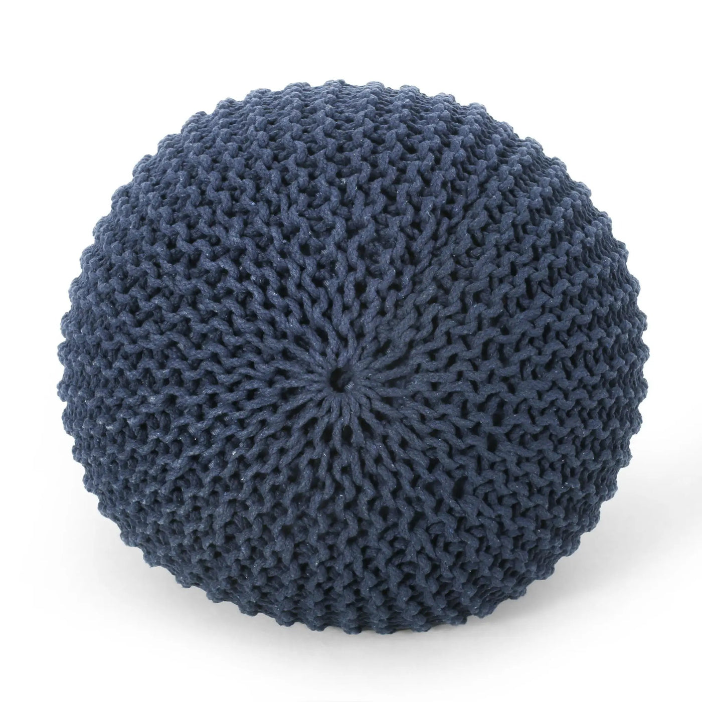 Bordeaux Knitted Cotton Round Pouf Ottoman Floor Cushion by HouseOfZazla