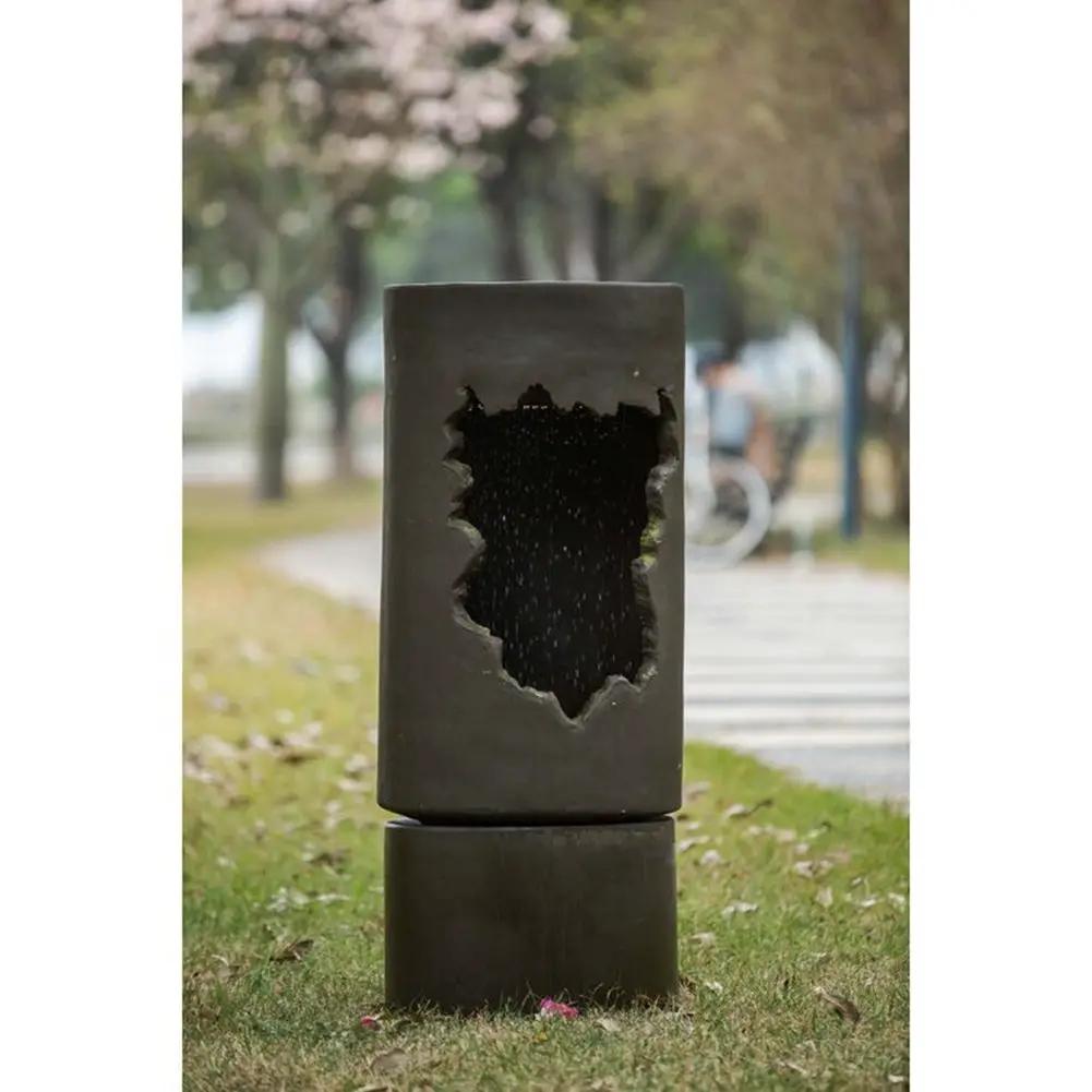 Large Outdoor Water Fountain with Light - Contemporary Calming Elegance by HouseOfZazla