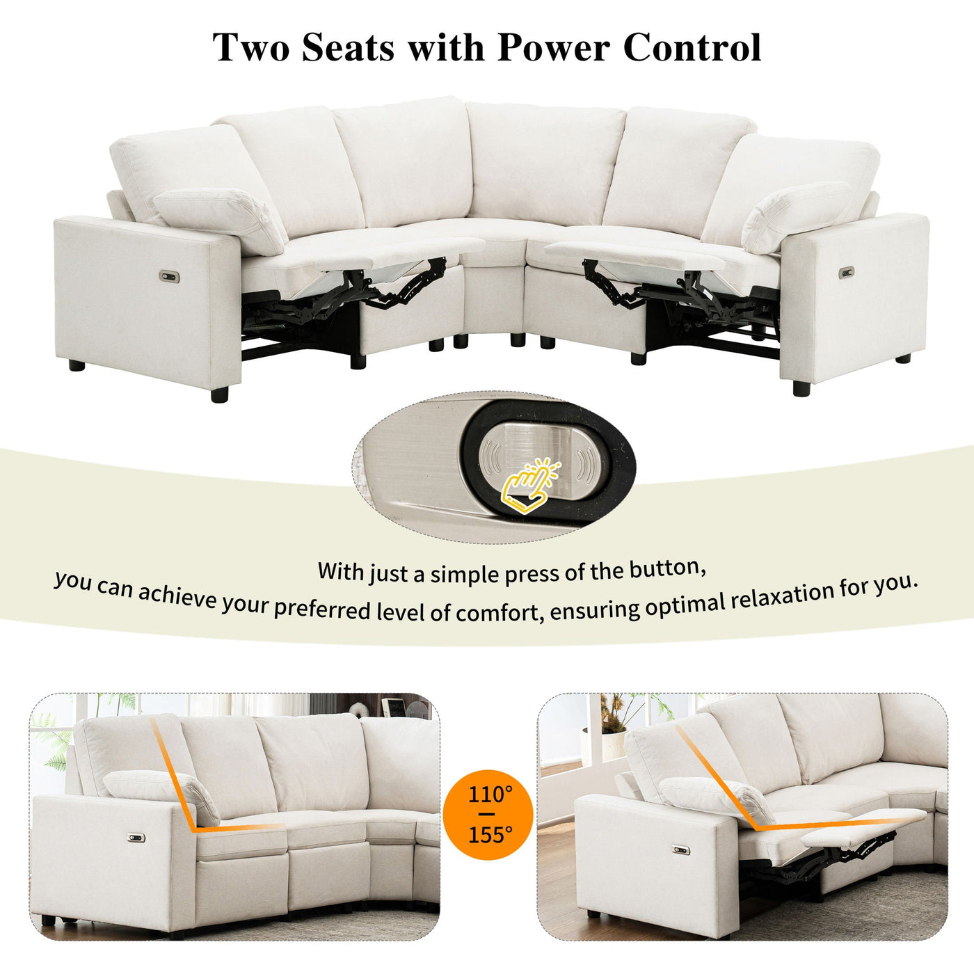 Power Recliner Sectional Sofa Home Theater Reclining Sofa With Two USB Ports, Two Storage Drawers For Living Room by HouseOfZazla