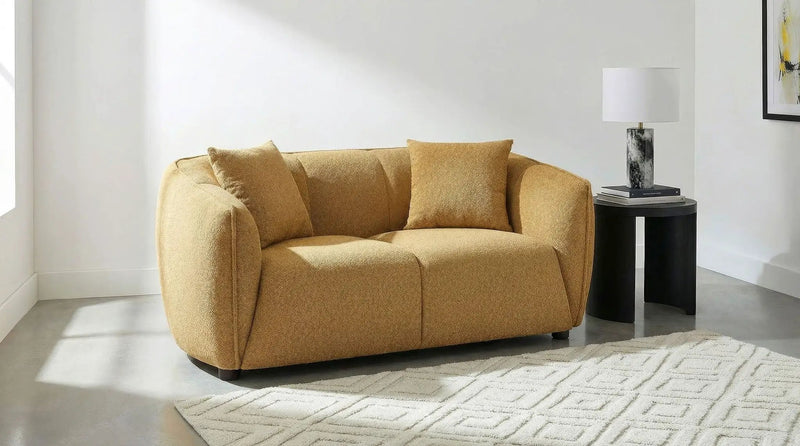 Aleisha Chenille Upholstered Loveseat Mustard Yellow by Unique Piece Furniture