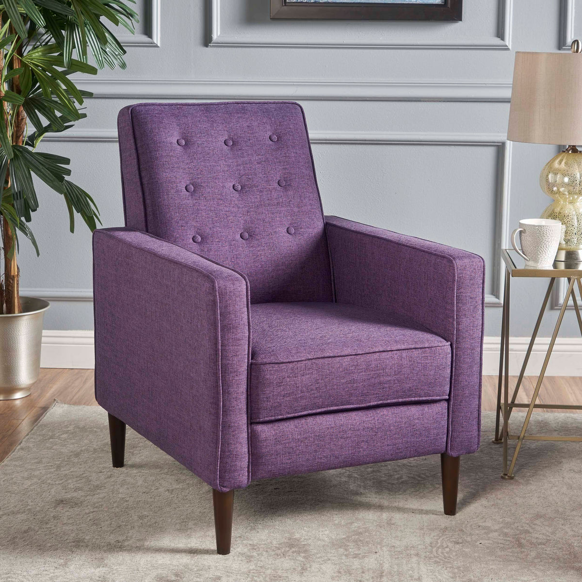 Mid-Century Modern Fabric Recliner Chair with Thick Cushions - Multiple Colors, photo 2 of 13