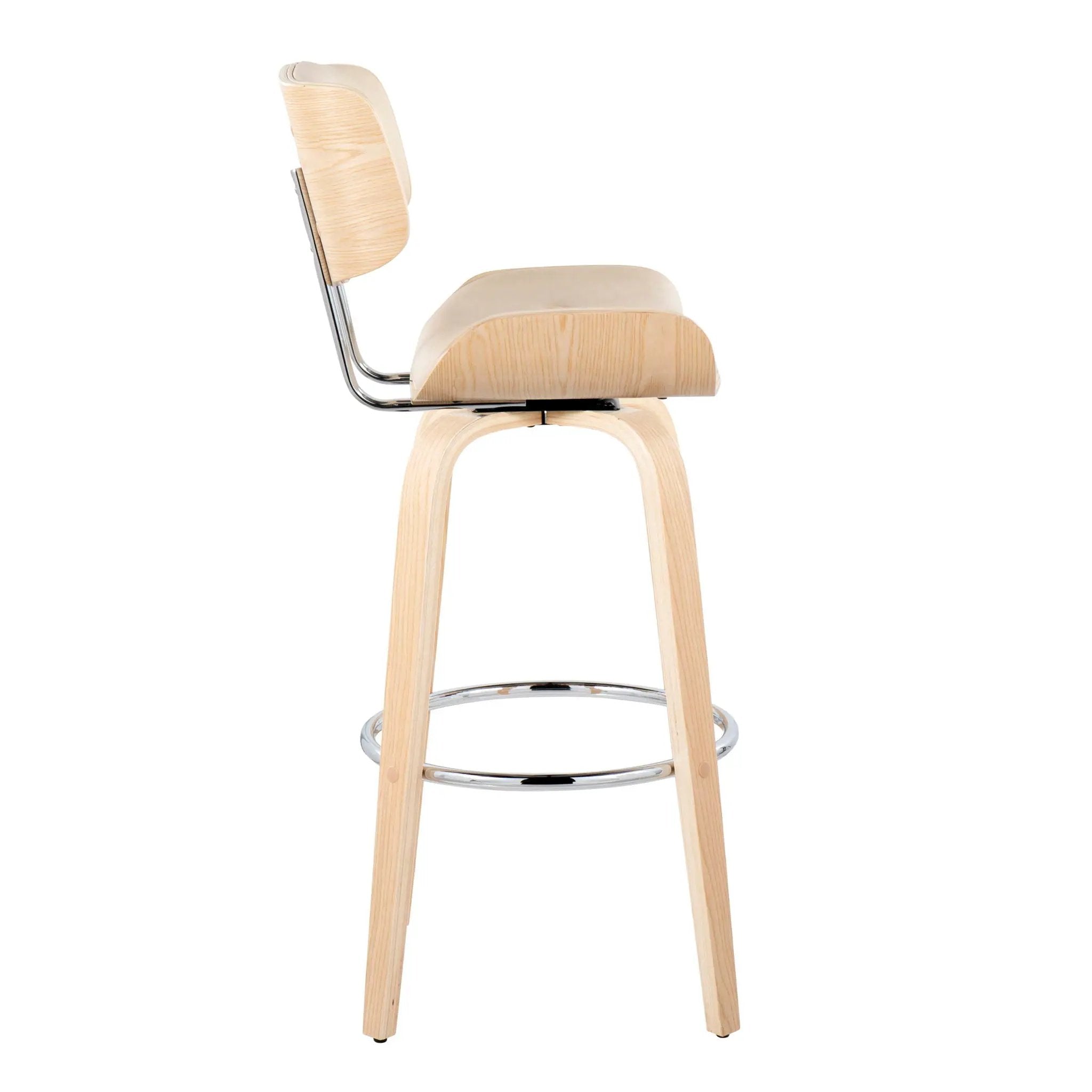 Lombardi - Mid Century Modern Fixed Height Barstool With Swivel With Round Footrest (Set of 2) by Unique Piece Furniture
