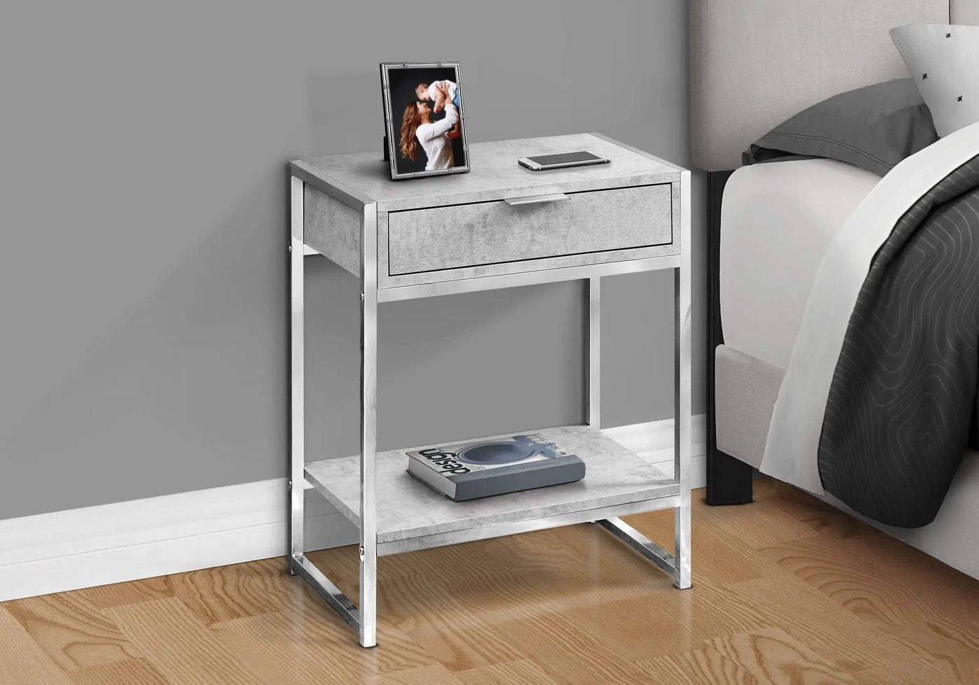 Accent Side Table, Storage Drawer, Spacious Tabletop by HouseOfZazla