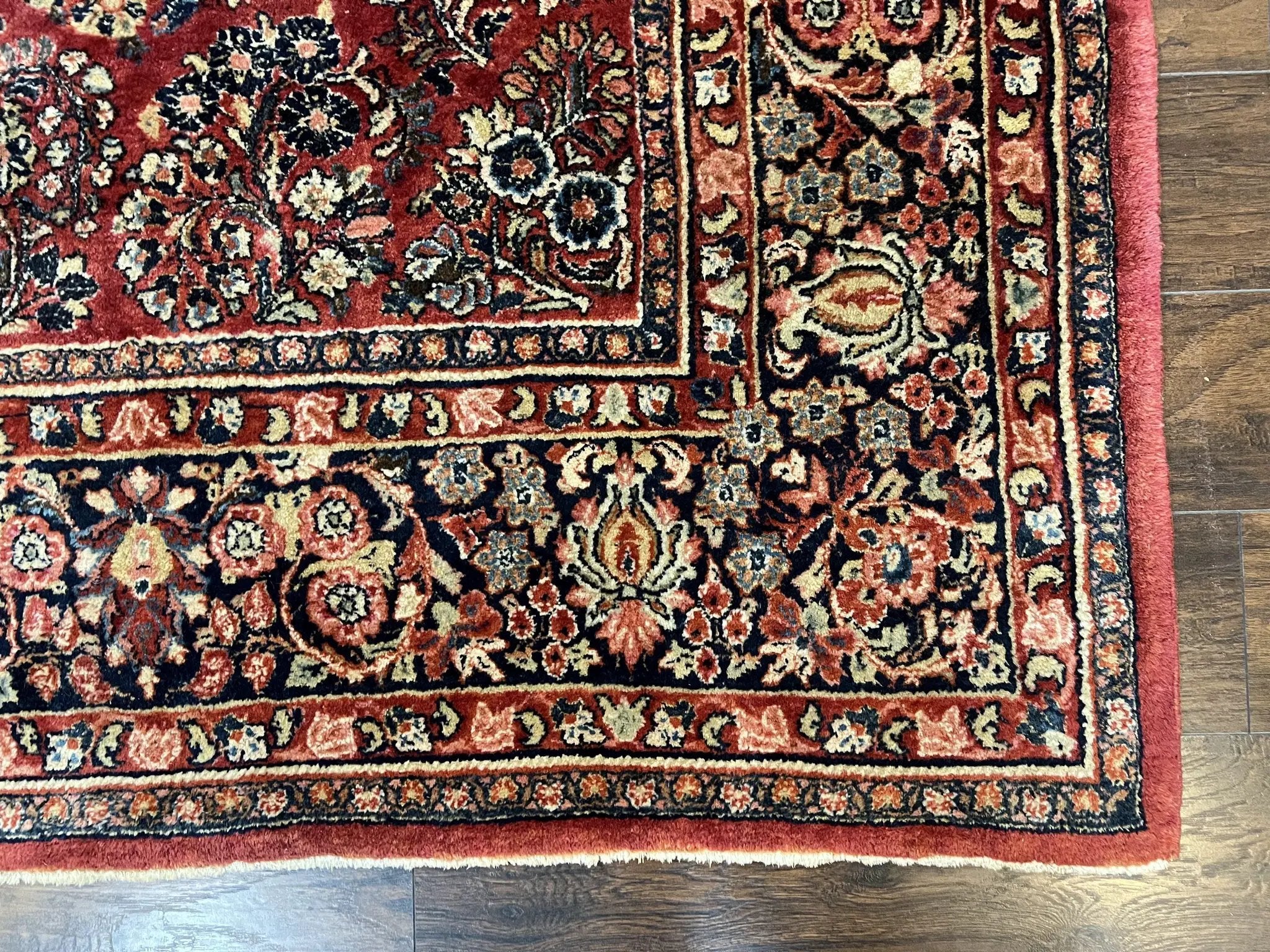 1920s Persian Sarouk Rug 9x12, Red Persian Carpet, High Quality Persian Rug, Allover Floral Pattern, Antique Oriental Rug, Wool Handmade Room Sized by Jewel Rugs