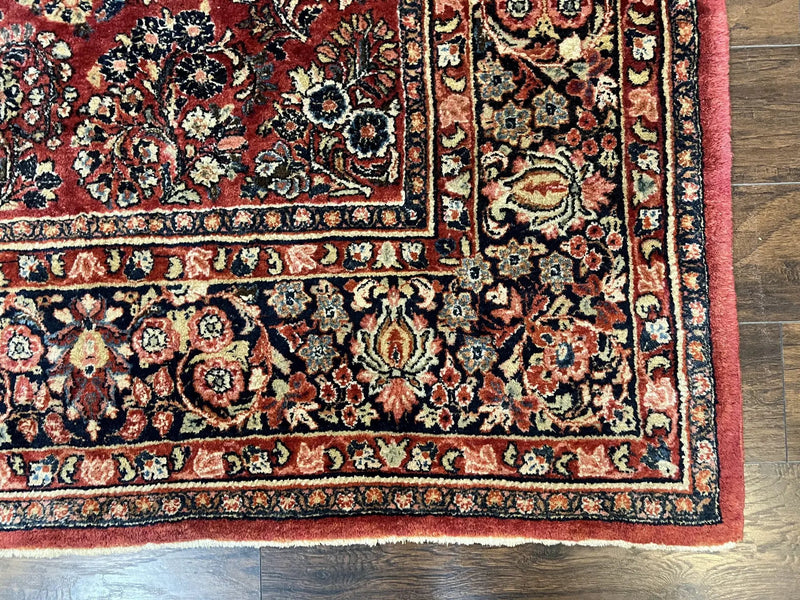 1920s Persian Sarouk Rug 9x12, Red Persian Carpet, High Quality Persian Rug, Allover Floral Pattern, Antique Oriental Rug, Wool Handmade Room Sized by Jewel Rugs