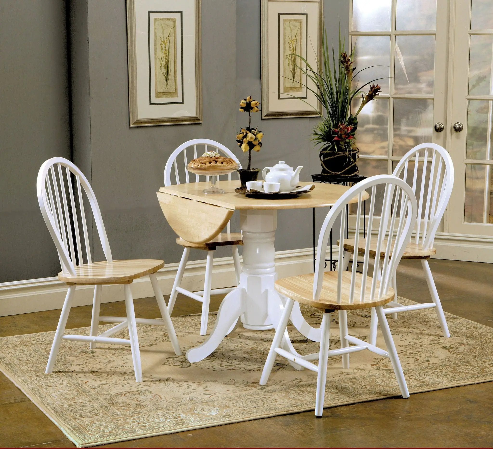 Allison 5-piece Round Drop Leaf Dining Table Set White by Unique Piece Furniture