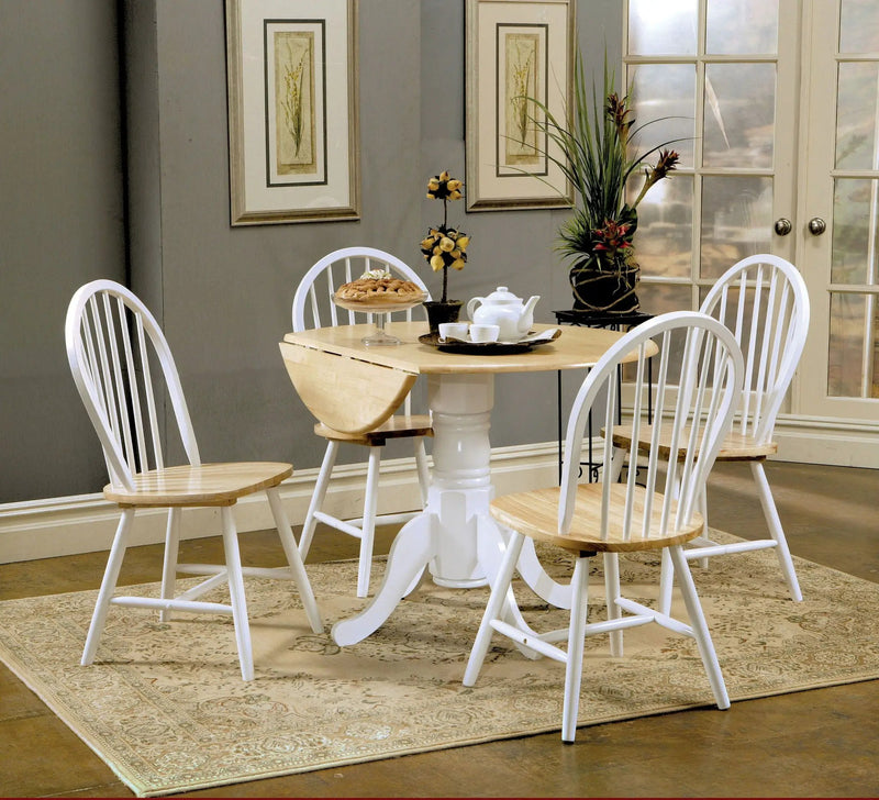 Allison 5-piece Round Drop Leaf Dining Table Set White by Unique Piece Furniture