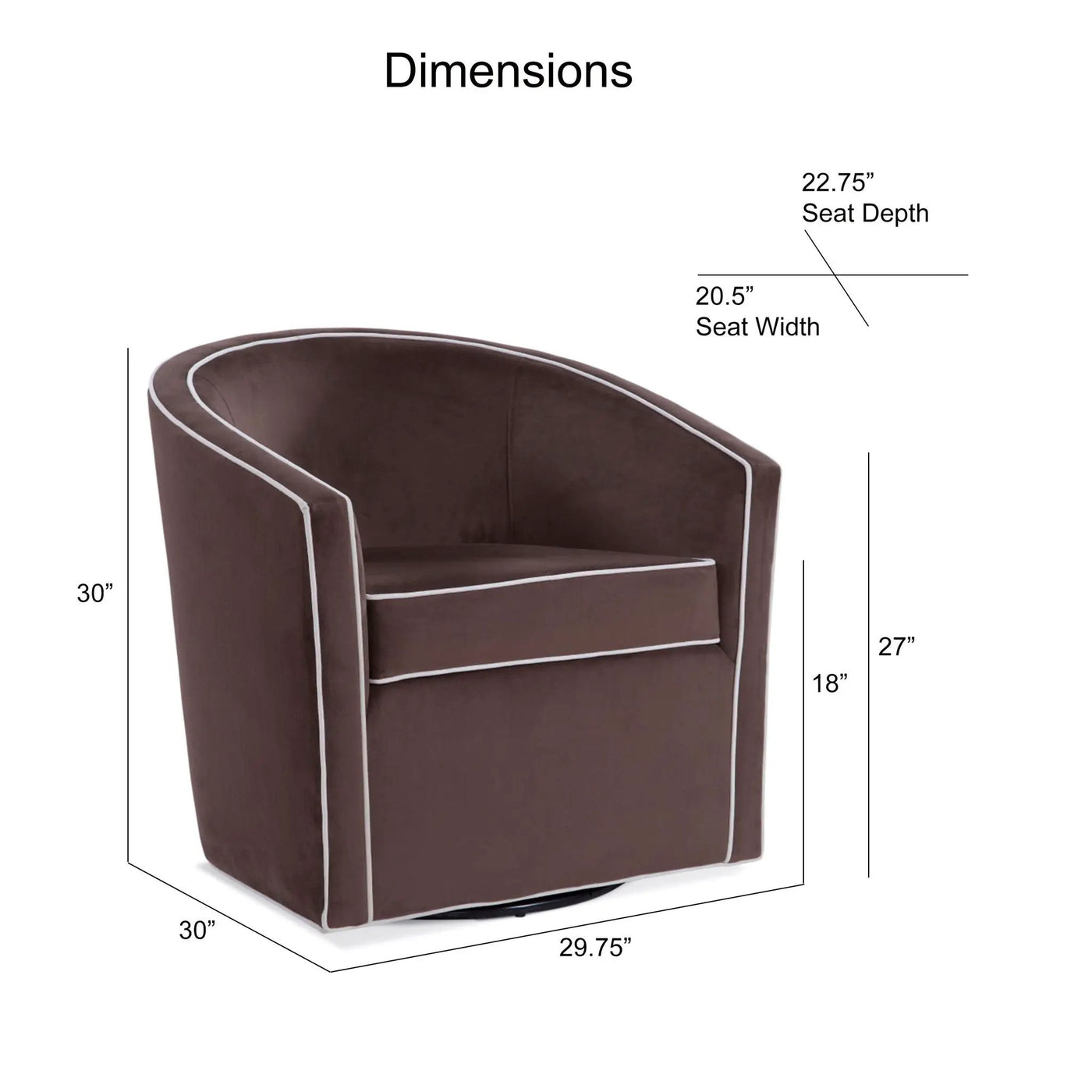 Kendall - Swivel Chair With Barrel Back Design by HouseOfZazla