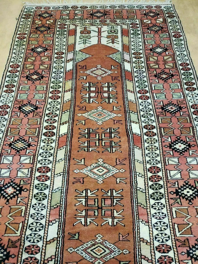 4' X 7' Antique Handmade Turkish Melas Oushak Wool Rug by Jewel Rugs