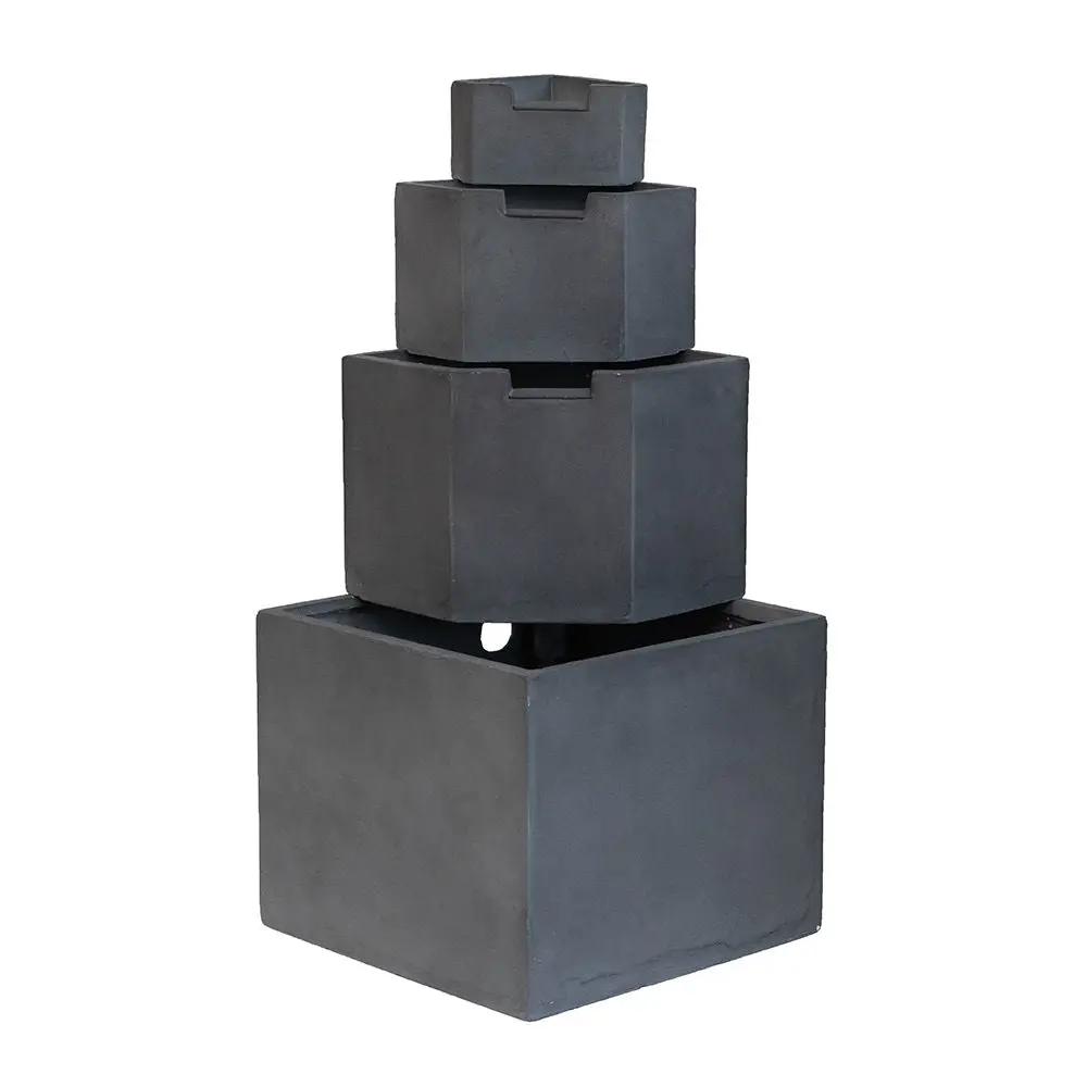 Cement 4 Tier Block Water Fountain Outdoor - Gray by HouseOfZazla