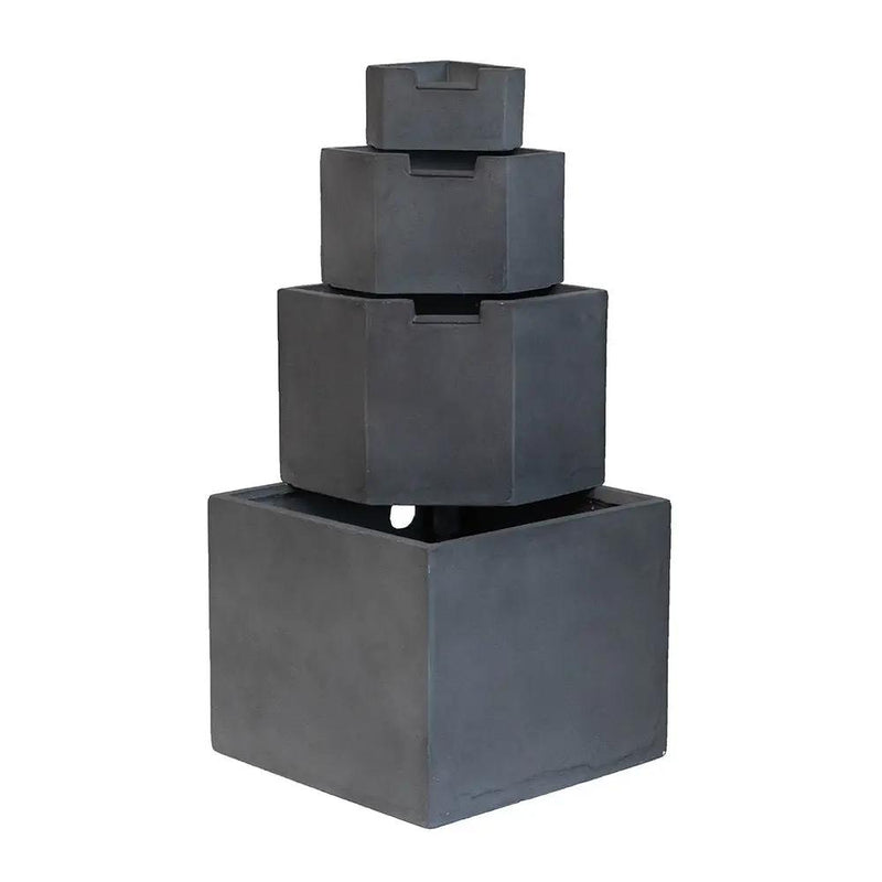 Cement 4 Tier Block Water Fountain Outdoor - Gray by HouseOfZazla