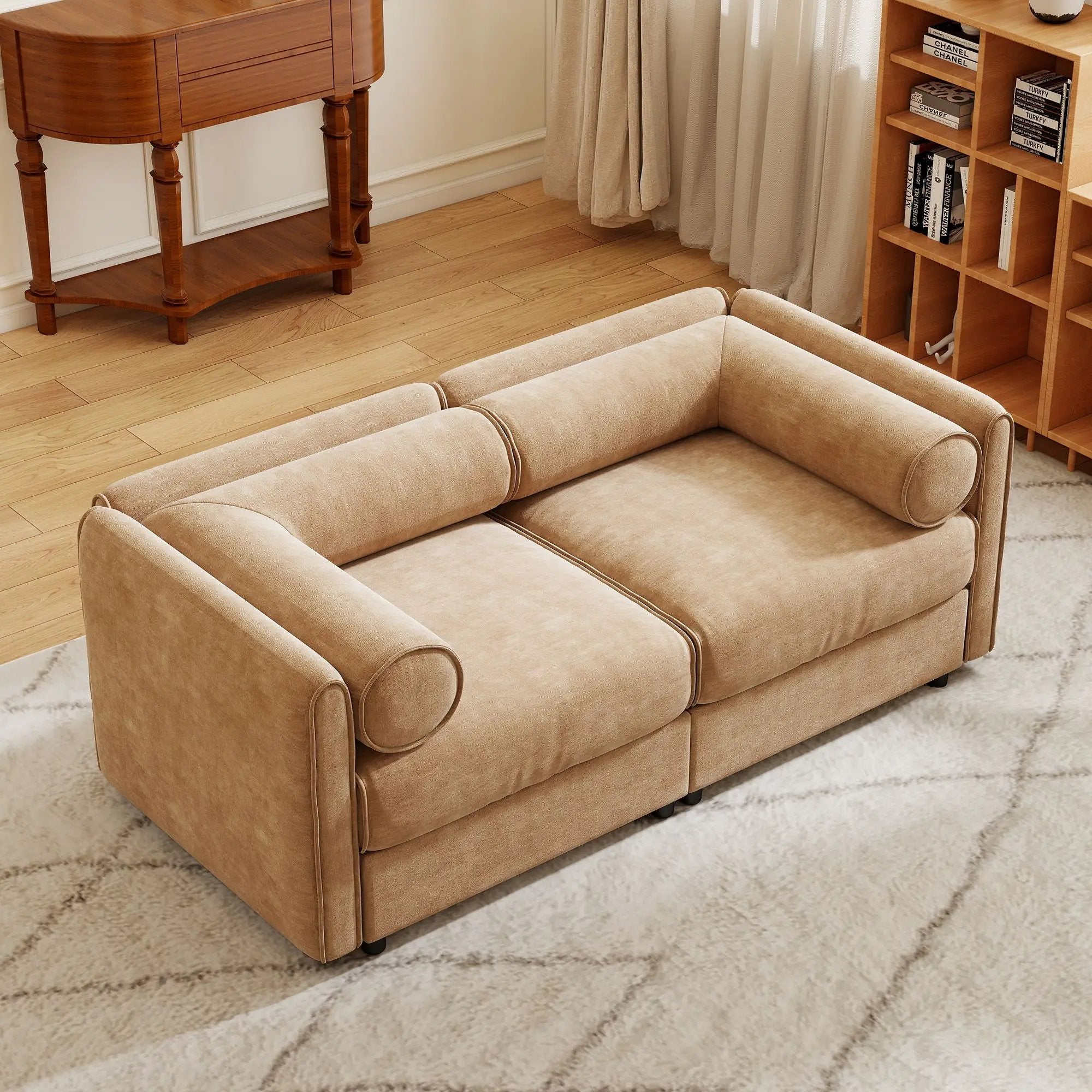Stylish Sofa With Storage Seat And Cylindrical Backrest by Unique Piece Furniture