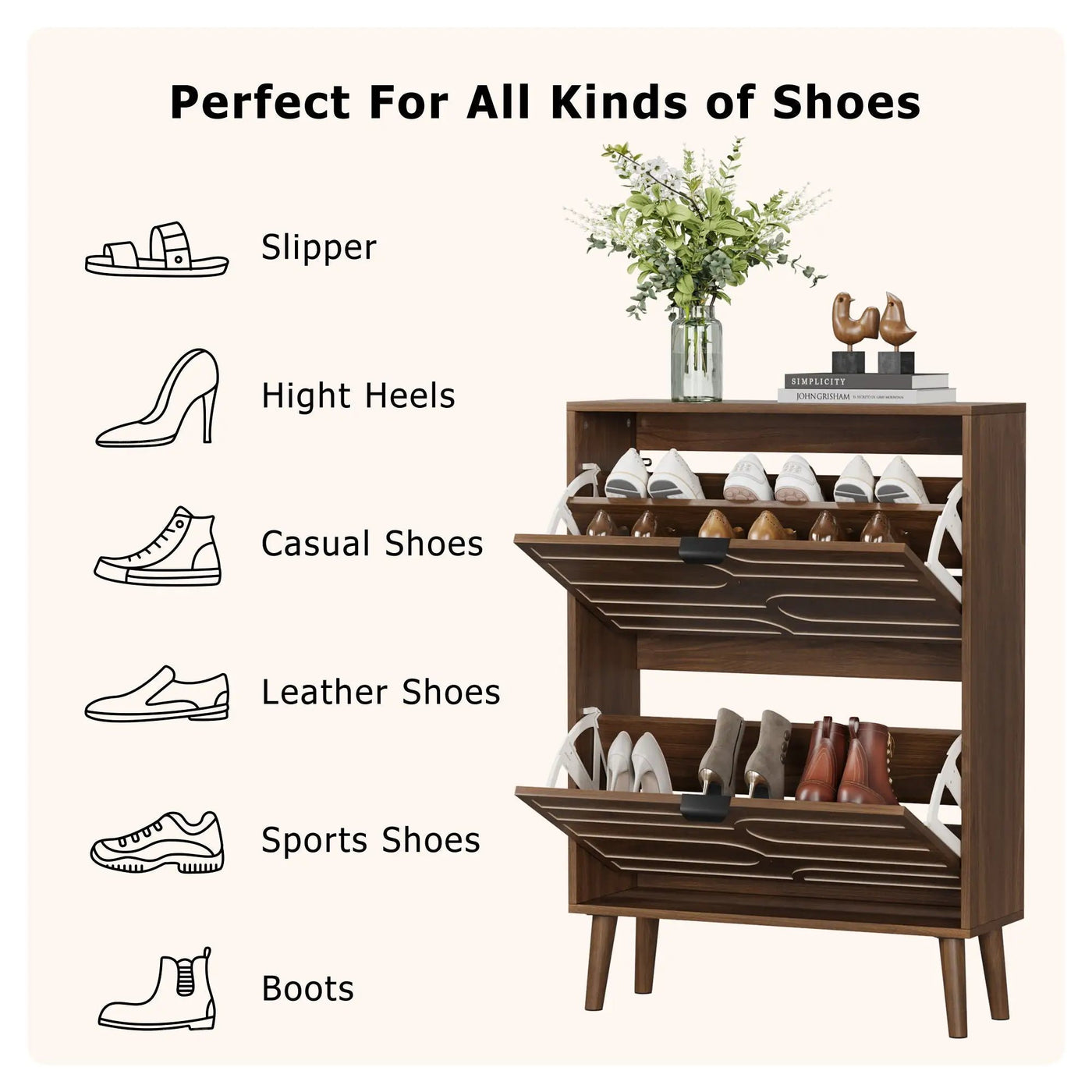 Medieval - Independent Shoe Cabinet With 2 Flip Drawers by HouseOfZazla