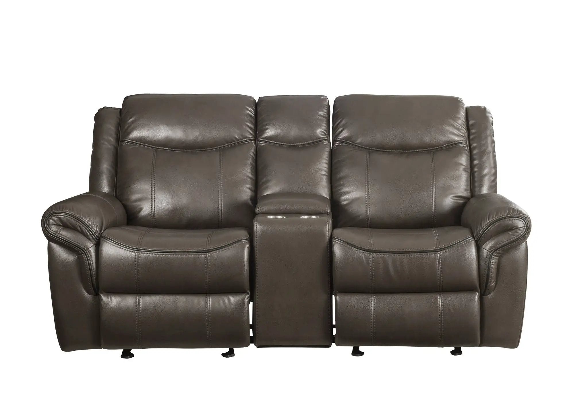 Lydia - Leather Aire Motion Loveseat With USB Console - Brown by HouseOfZazla