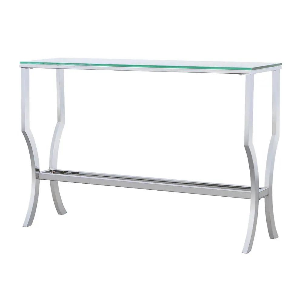 Saide Rectangular Glass Top Entryway Console Table Chrome by Unique Piece Furniture