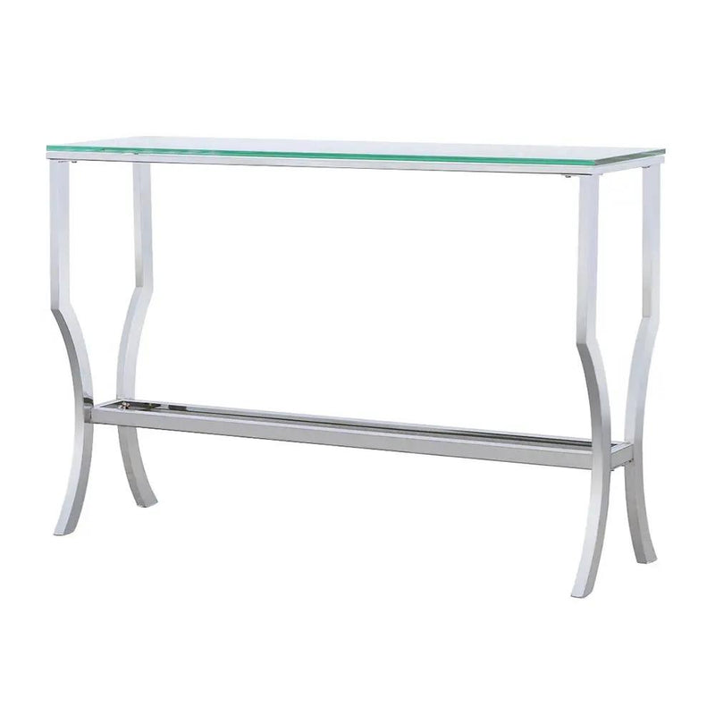Saide Rectangular Glass Top Entryway Console Table Chrome by Unique Piece Furniture