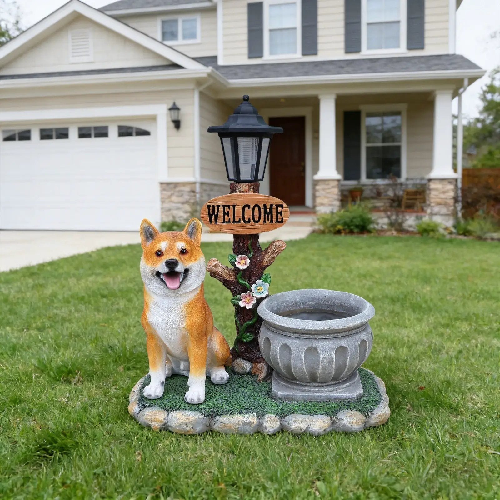 Sitting Akita Dog Planter Garden Decor by HouseOfZazla