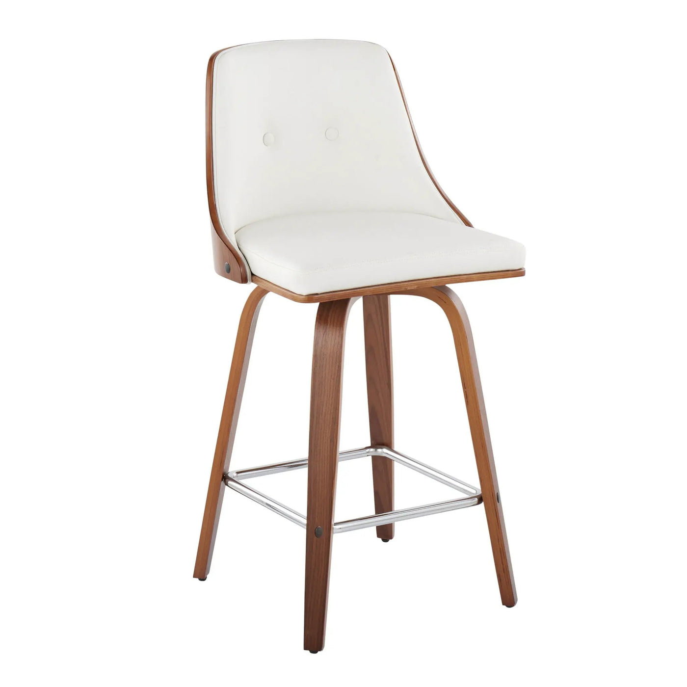 Gianna - Mid Century Modern Fixed Height Counter Stool With Swivel With Square Footrest (Set of 2) by HouseOfZazla
