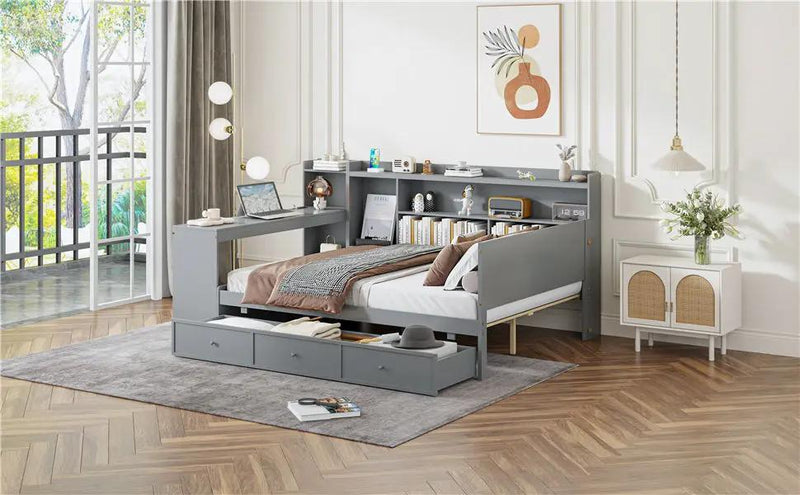Daybed With 3 Drawers USB Ports And Desk by HouseOfZazla