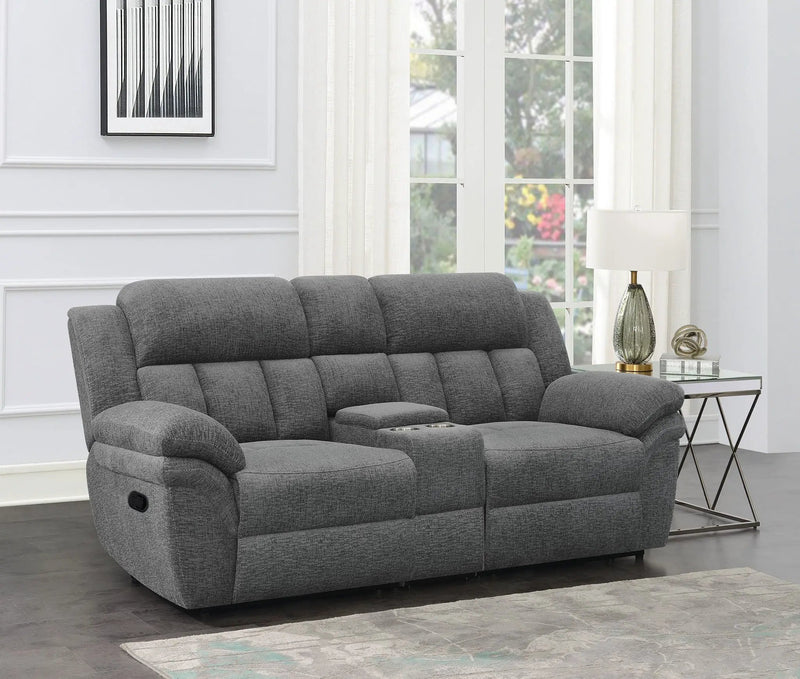 Bahrain Upholstered Motion Loveseat Charcoal by Unique Piece Furniture