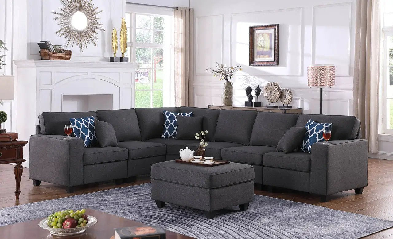 Cooper - Sectional Sofa With Ottomans And Cupholder by HouseOfZazla