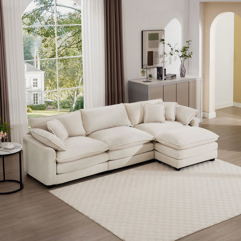 Modern Oversized Modular Cushion Sofa With Ottoman, Low Back, Deep Seating Sofa Set by Unique Piece Furniture