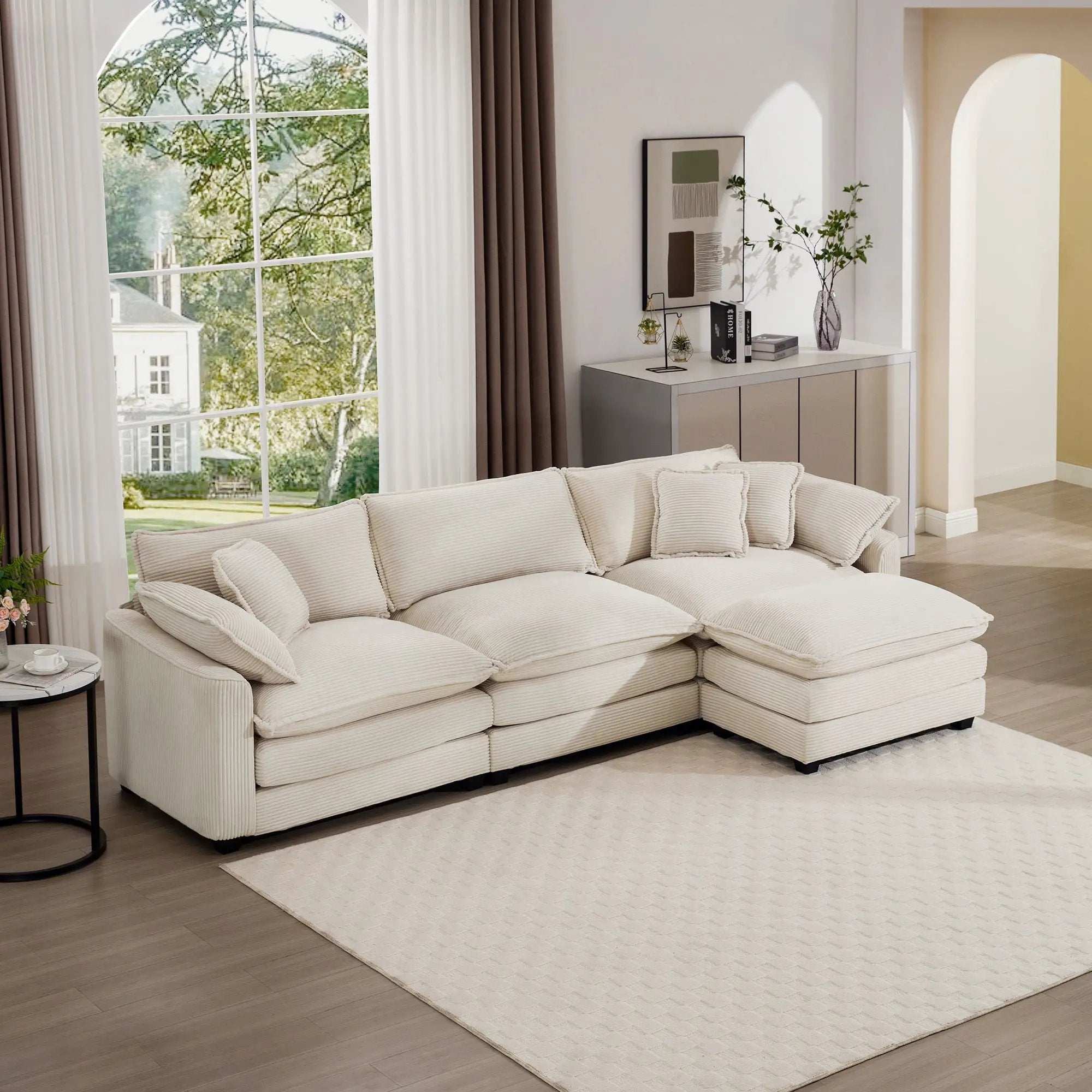 Modern Oversized Modular Cushion Sofa With Ottoman, Low Back, Deep Seating Sofa Set by HouseOfZazla