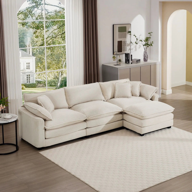 Modern Oversized Modular Cushion Sofa With Ottoman, Low Back, Deep Seating Sofa Set by Unique Piece Furniture
