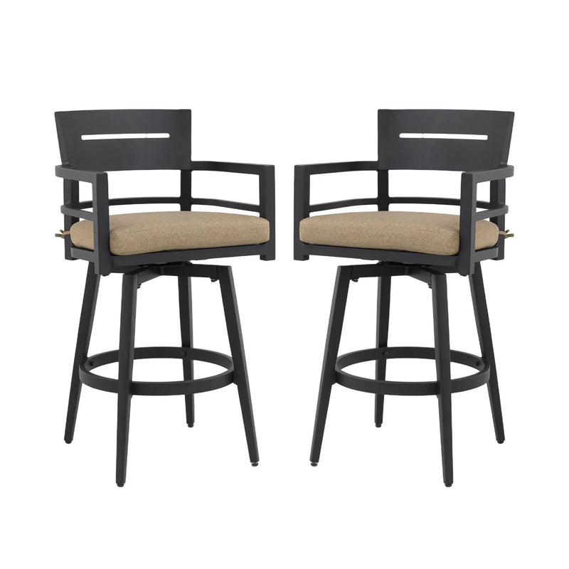 Outdoor Swivel Bar Chairs, 360 Degree Rotation, Ergonomic Backrest (Set of 2) by HouseOfZazla