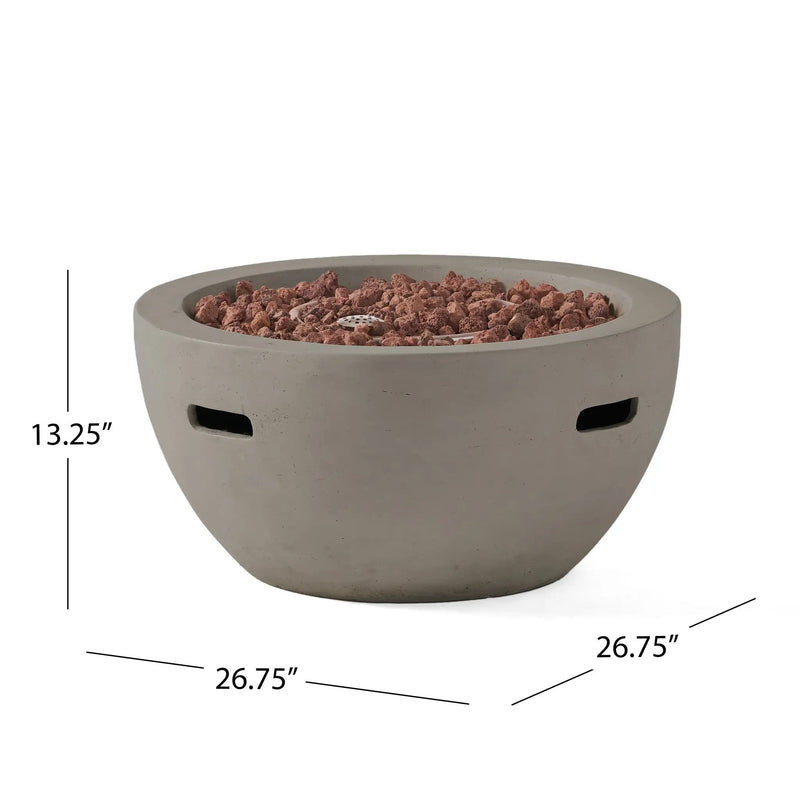 27' Bowl Shaped MGO 40,000 BTU Propane Fire Pit, Light Grey (Tank Cover not Included) by HouseOfZazla