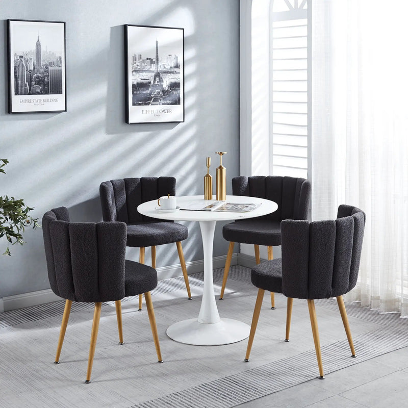 Modern Dining Chair (Set of 2) With Iron Tube Wood Color Legs, Shorthair Cushions And Comfortable Backrest, Suitable For Dining Room, Living Room, Cafe, Simple Structure by HouseOfZazla