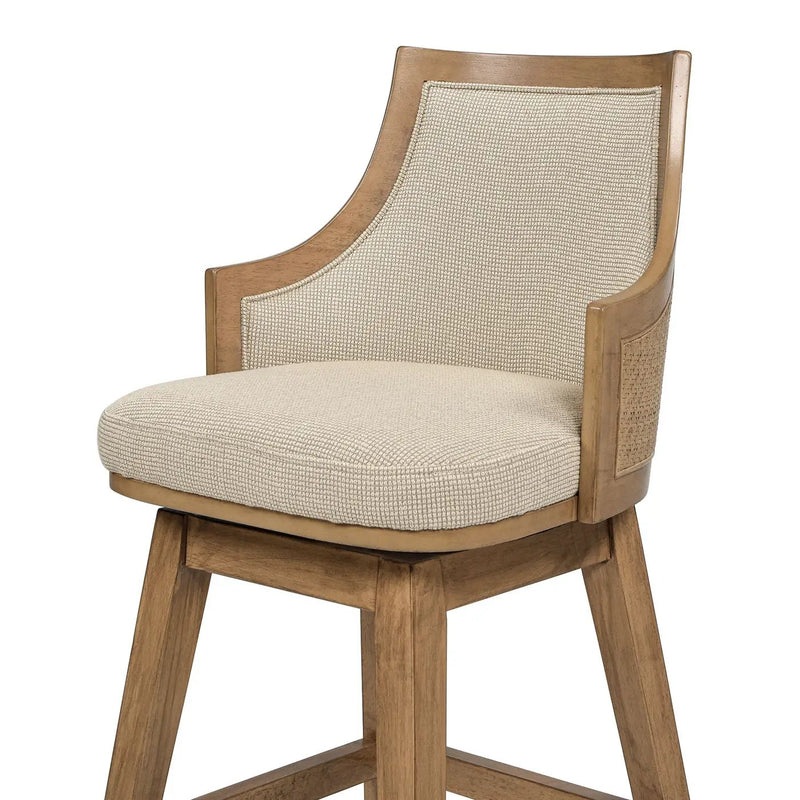 Bahama - Cane High Back Swivel Counter Stool With Recessed Arms Textured Weave - Taupe Beige by Unique Piece Furniture
