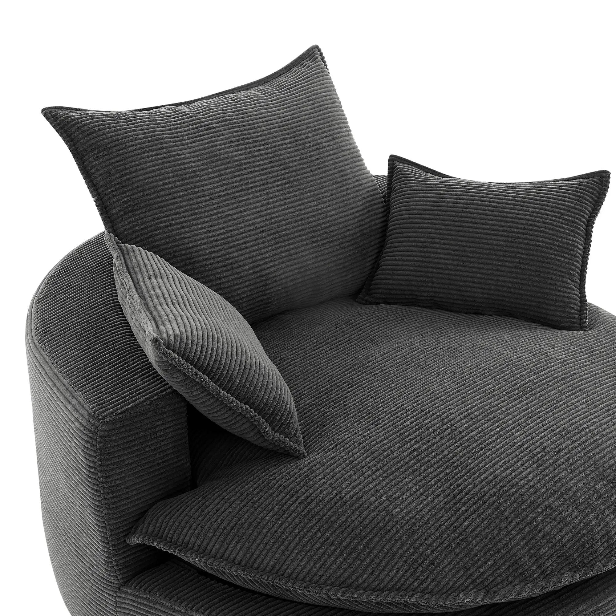360° Swivel Accent Barrel Chair With Dual Layer Cushion And 3 Removable Pillows by HouseOfZazla